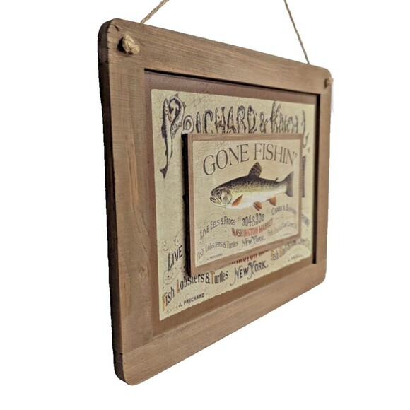 Prichard & Knoll Gone Fishin' Sign Chalkboard Plaque 10 x 8-in Fishing Sign NEW - Picture 6 of 8
